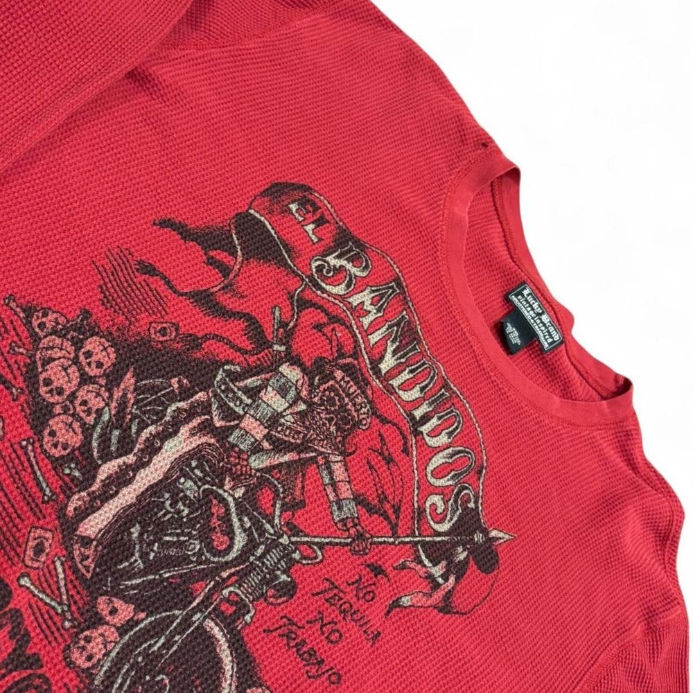 Lucky Brand El Bandidos Motorcycles Graphic Thermal Shirt Red XXL